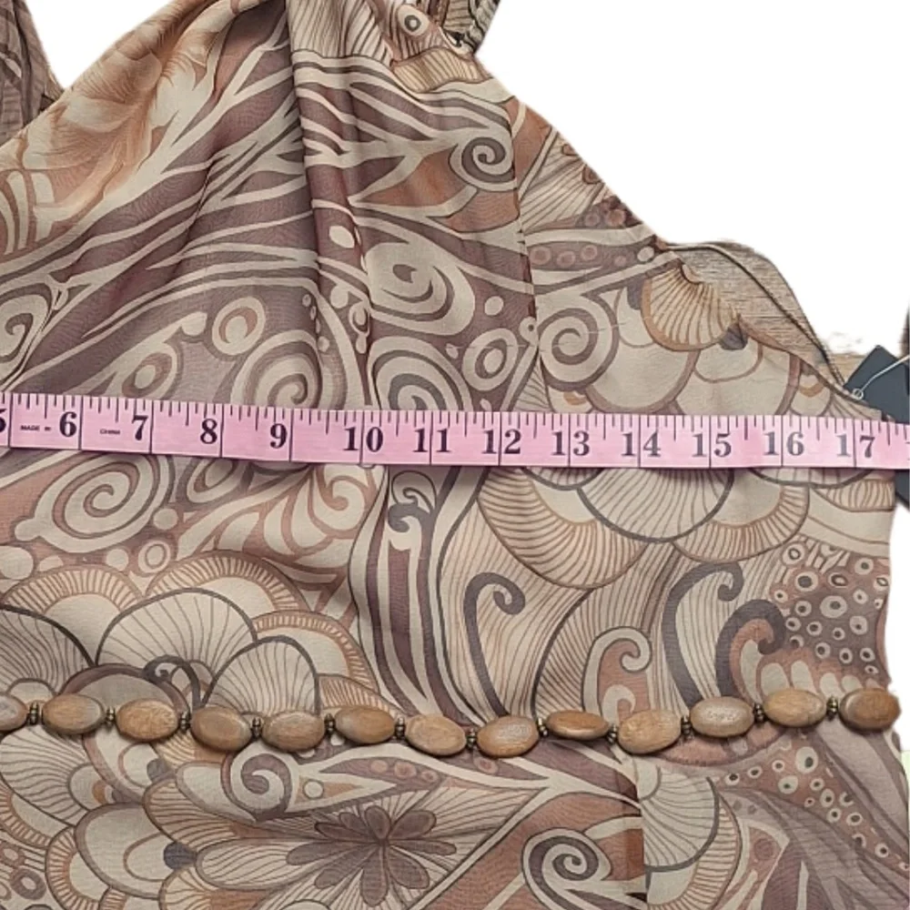 Adrianna Papell Silk Halter Maxi Dress 14 Boho Gown Wedding Guest Beach Cocktail - Picture 8 of 12